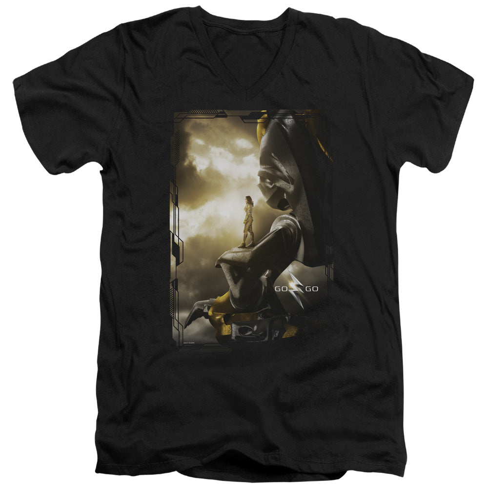 Power Rangers Yellow Zord Poster Mens Slim Fit V-neck T Shirt Black