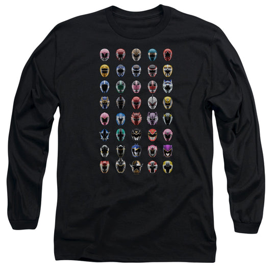 Power Rangers Visual Timeline Mens Long Sleeve Shirt Black