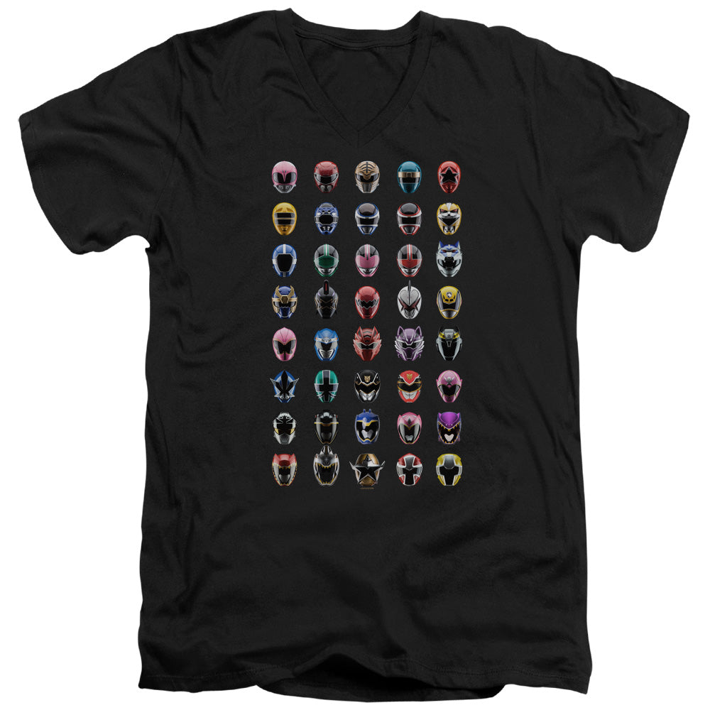 Power Rangers Visual Timeline Mens Slim Fit V-neck T Shirt Black
