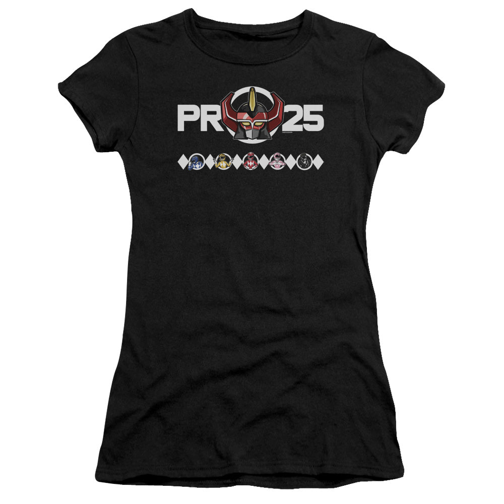 Power Rangers Megazord 25 Junior Sheer Cap Sleeve Womens T Shirt Black