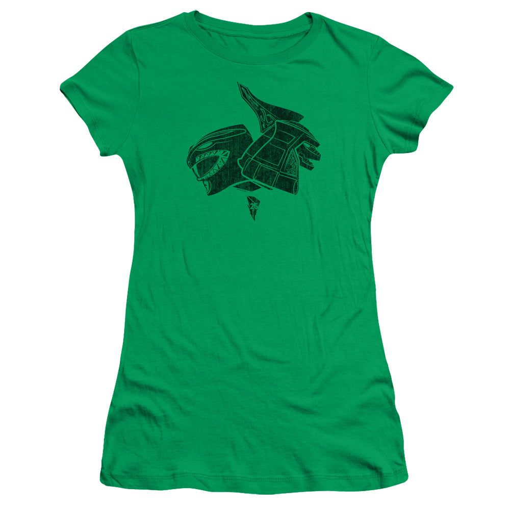 Power Rangers Green Junior Sheer Cap Sleeve Womens T Shirt Kelly Green