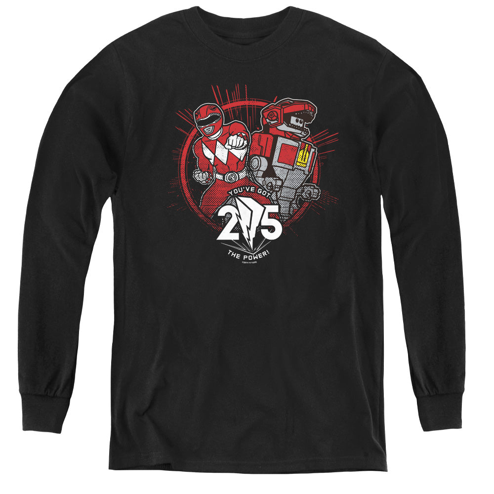 Power Rangers Red 25 Long Sleeve Kids Youth T Shirt Black