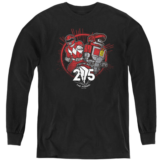 Power Rangers Red 25 Long Sleeve Kids Youth T Shirt Black