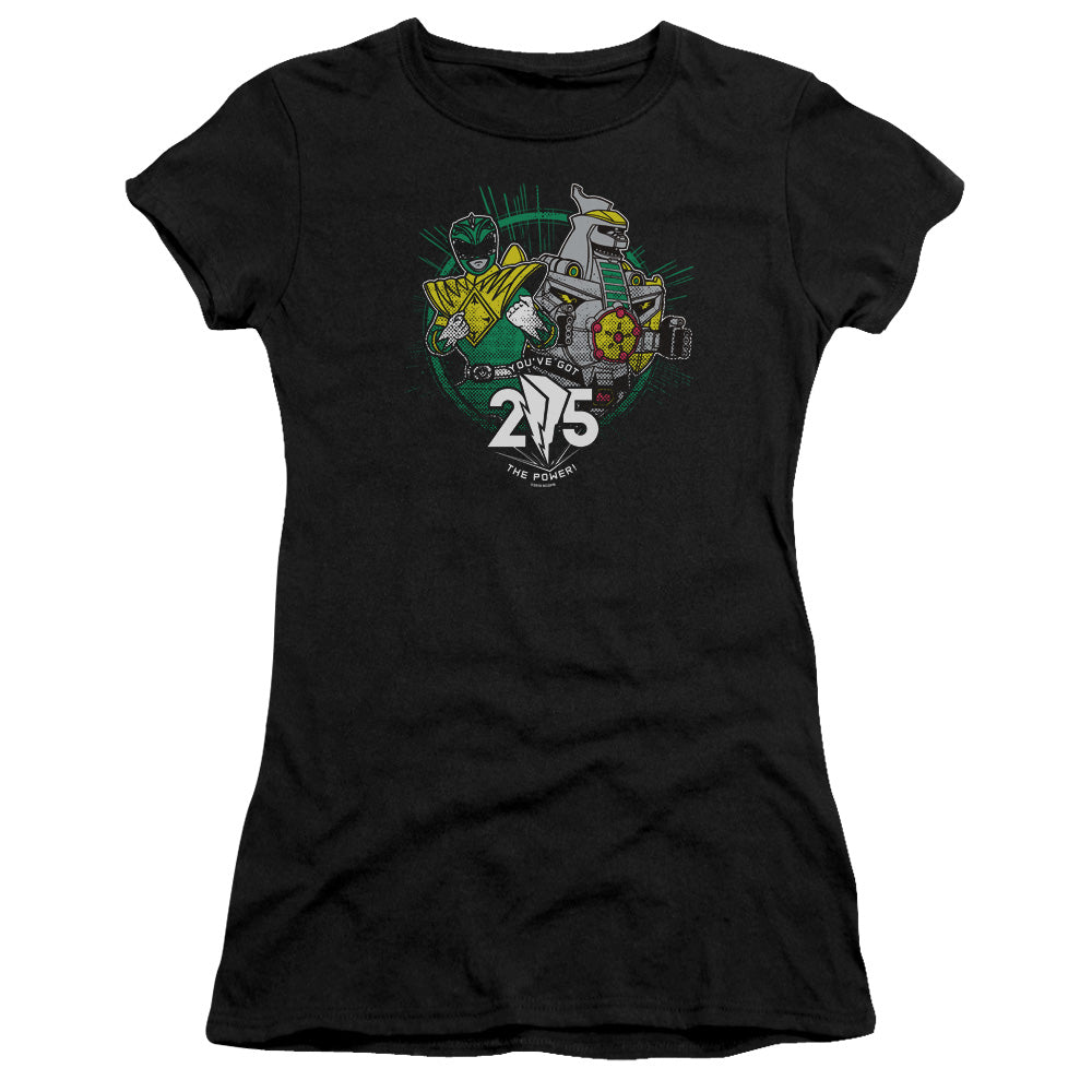 Power Rangers Green 25 Junior Sheer Cap Sleeve Womens T Shirt Black