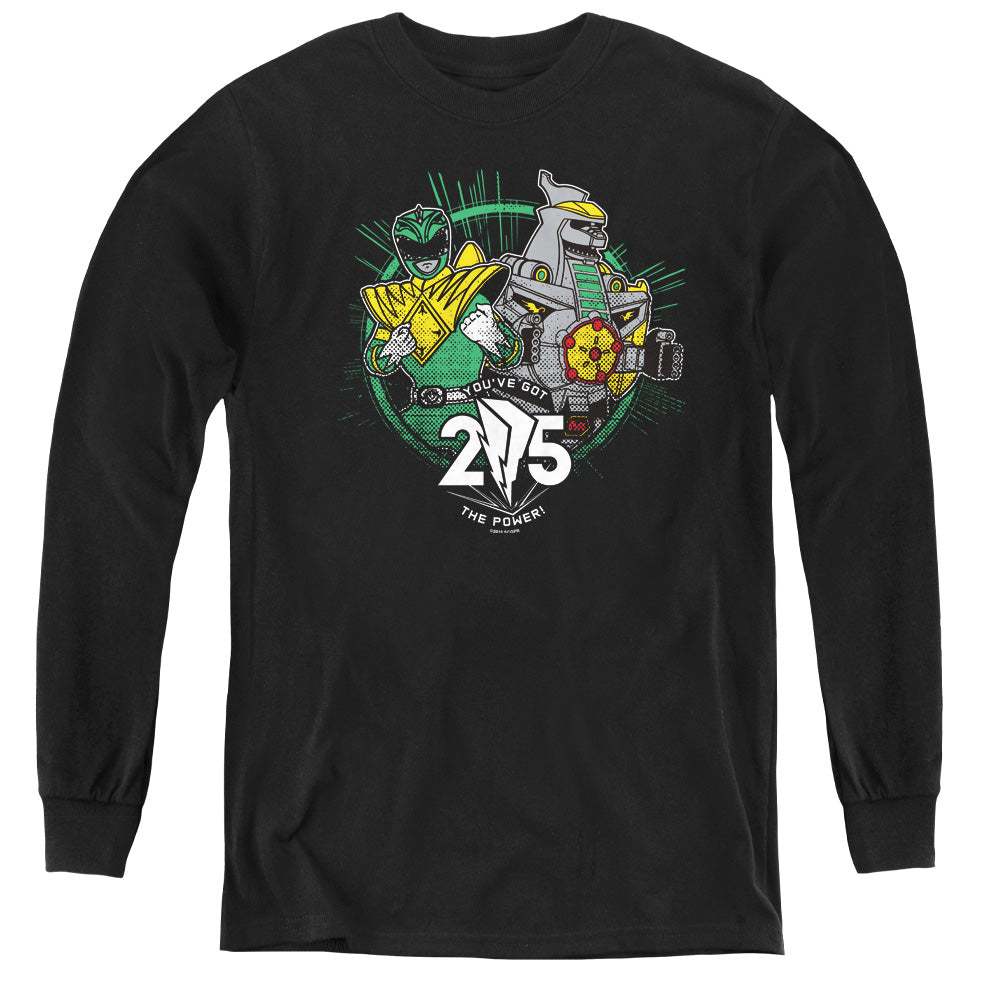 Power Rangers Green 25 Long Sleeve Kids Youth T Shirt Black