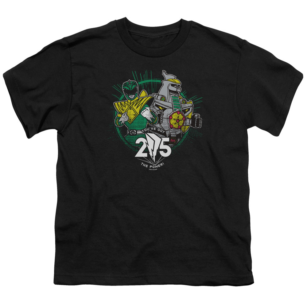 Power Rangers Green 25 Kids Youth T Shirt Black