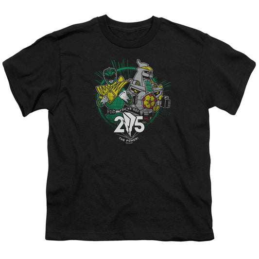 Power Rangers Green 25 Kids Youth T Shirt Black
