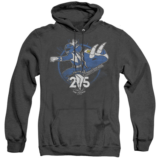 Power Rangers Blue 25 Mens Heather Hoodie Black Officially Licensed