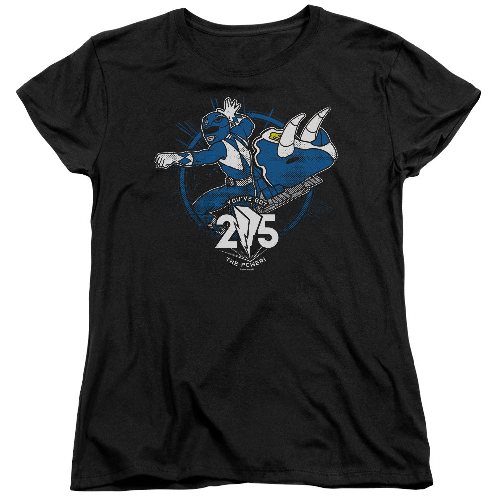 Power Rangers Blue 25 Womens T Shirt Black