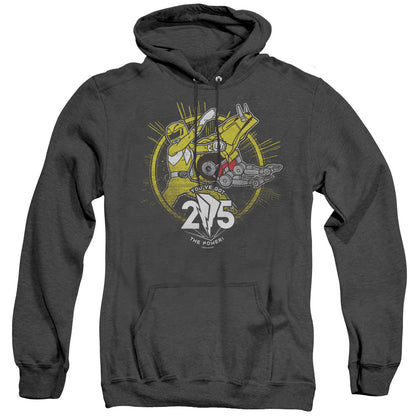 Power Rangers Yellow 25 Mens Heather Hoodie Black Officially Licensed