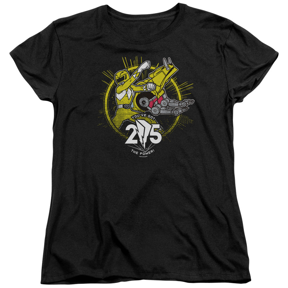 Power Rangers Yellow 25 Womens T Shirt Black