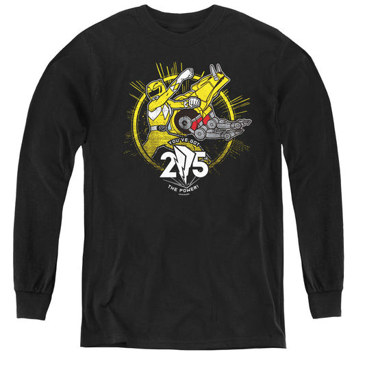 Power Rangers Yellow 25 Long Sleeve Kids Youth T Shirt Black