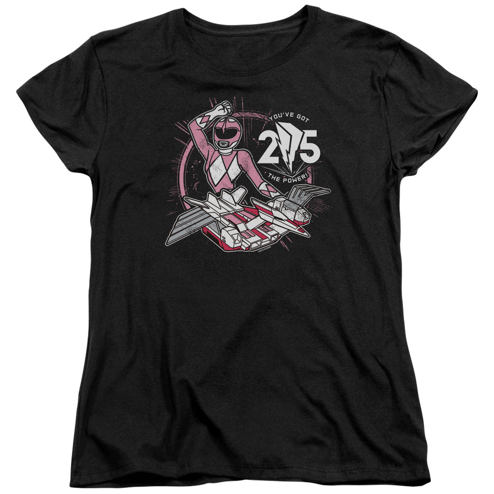 Power Rangers Pink 25 Womens T Shirt Black