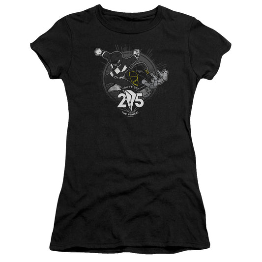 Power Rangers Black 25 Junior Sheer Cap Sleeve Womens T Shirt Black