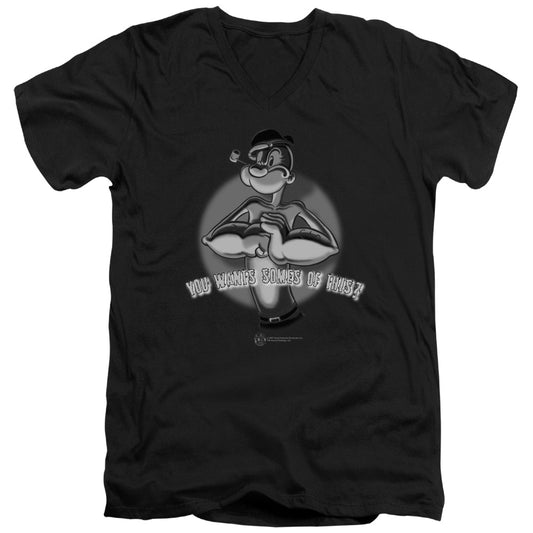 Popeye Somes Of This S S Adult V Neck Black