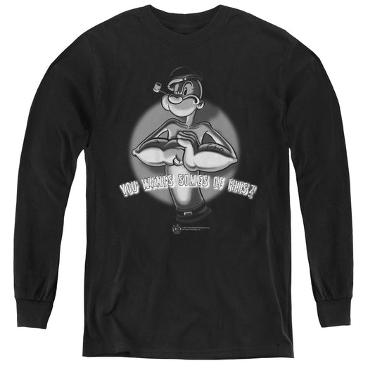 Popeye Somes Of This Long Sleeve Kids Youth T Shirt Black