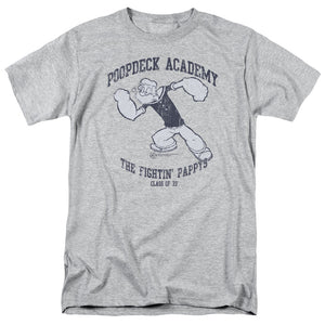 Popeye Poopdeck Academy Mens T Shirt Athletic Heather