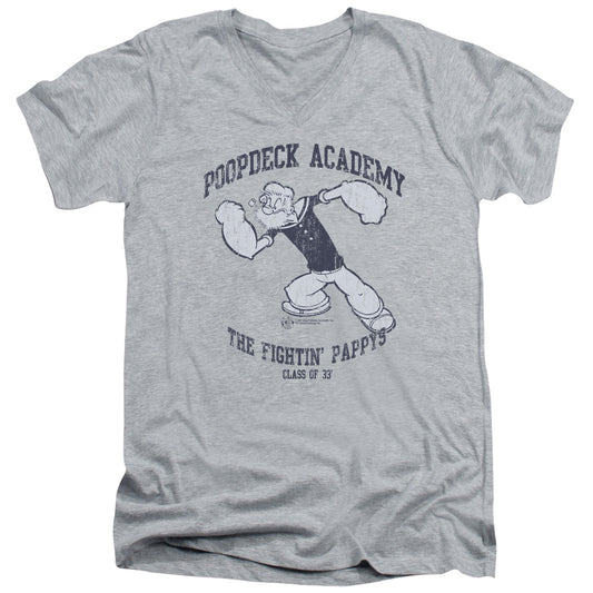 Popeye Poopdeck Academy S S Adult V Neck Athletic Heather