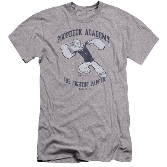 Popeye Poopdeck Academy Premium Bella Canvas Slim Fit Mens T Shirt Athletic Heather