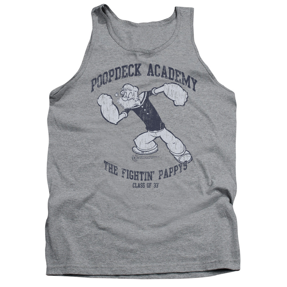 Popeye Poopdeck Academy Mens Tank Top Shirt Athletic Heather