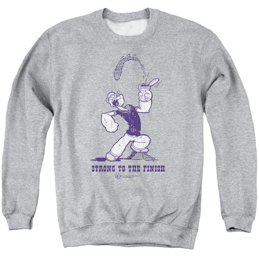 Popeye Strong To The Finish Mens Crewneck Sweatshirt Athletic Heather