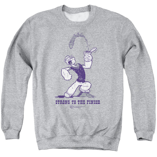 Popeye Strong To The Finish Mens Crewneck Sweatshirt Athletic Heather