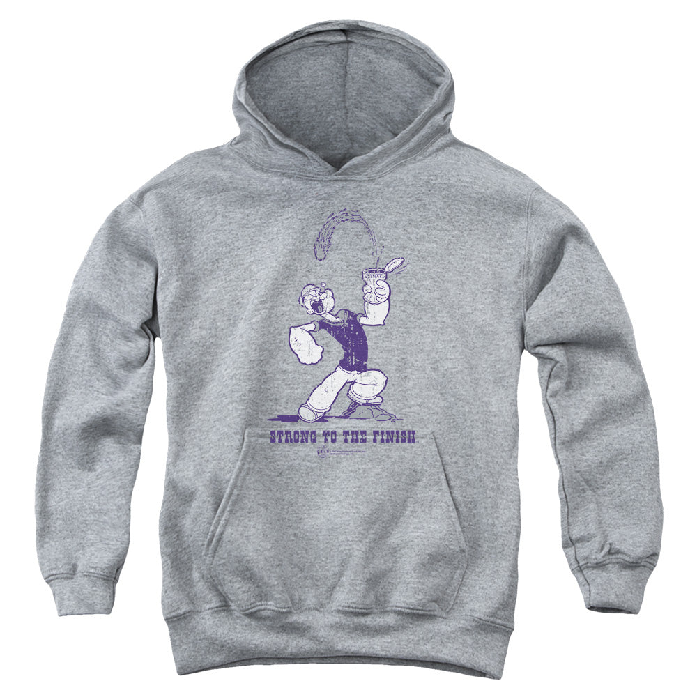 Popeye Strong To The Finish Kids Youth Hoodie Heather