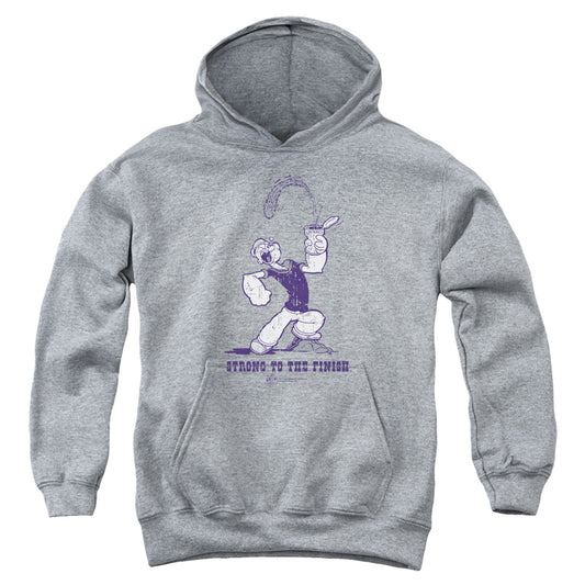 Popeye Strong To The Finish Kids Youth Hoodie Heather