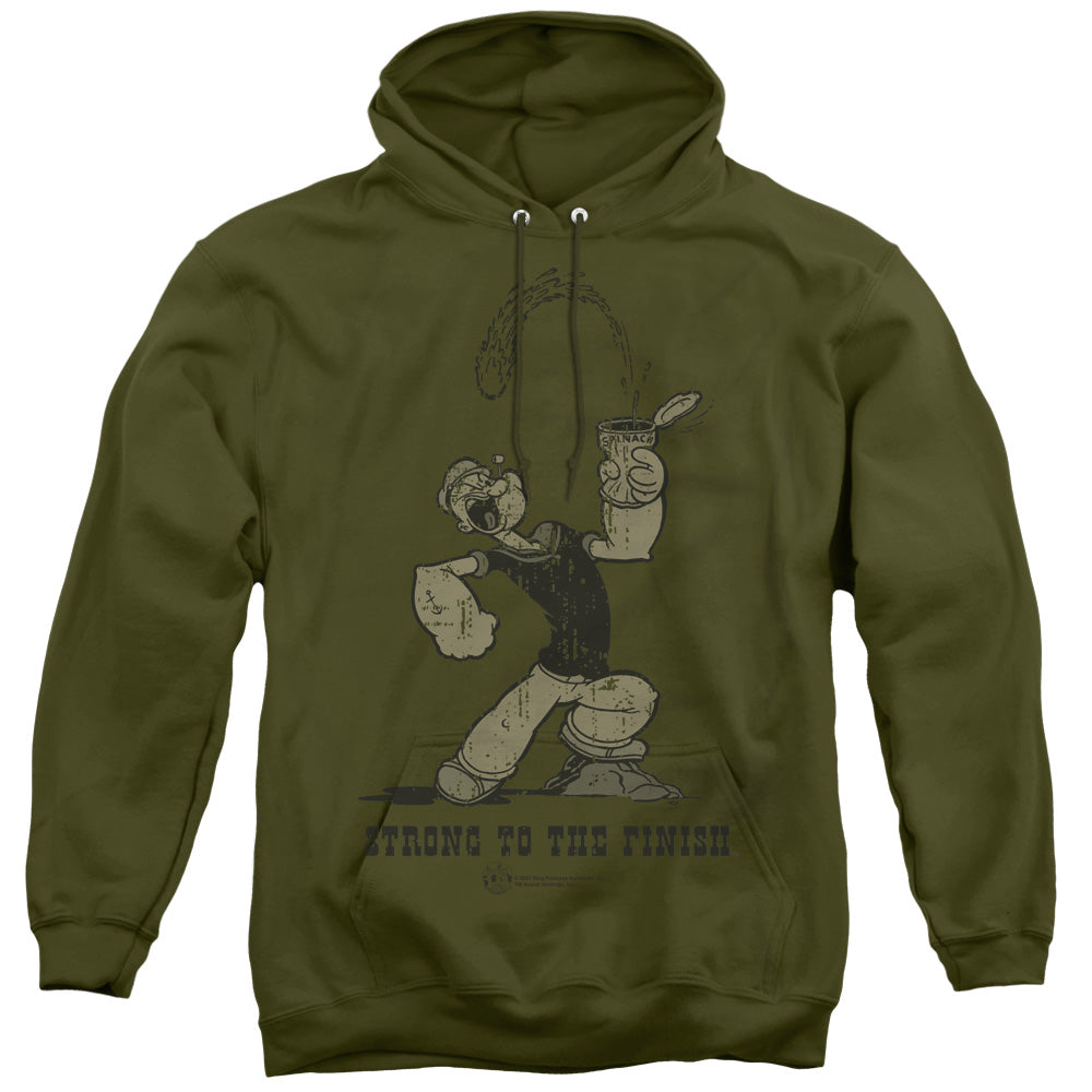 Popeye Strong To The Finish Mens Hoodie Military Green