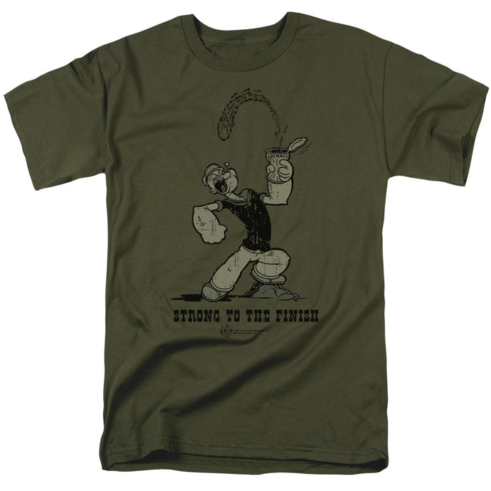 Popeye Strong To The Finish Mens T Shirt Military Green