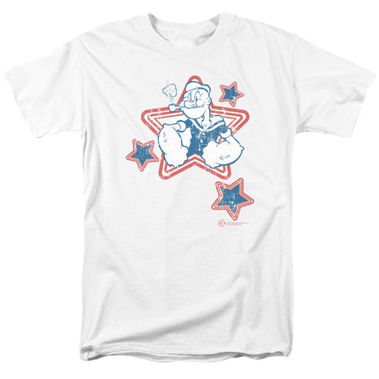 Popeye Stars Mens T Shirt White