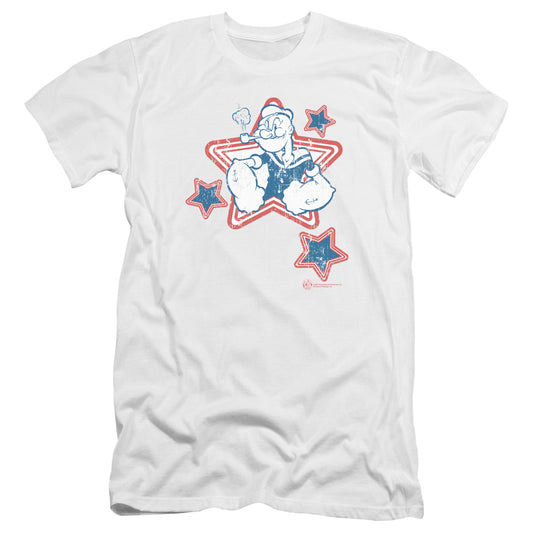 Popeye Stars Premium Bella Canvas Slim Fit Mens T Shirt White