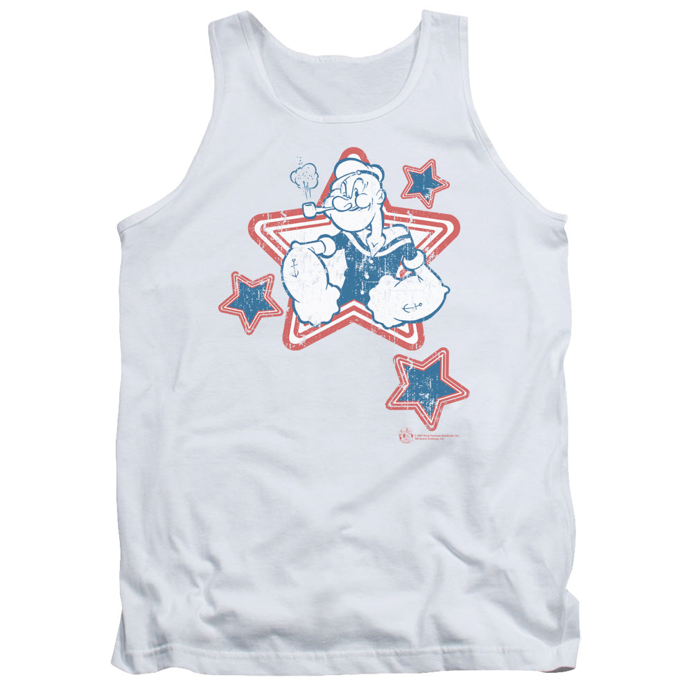 Popeye Stars Mens Tank Top Shirt White