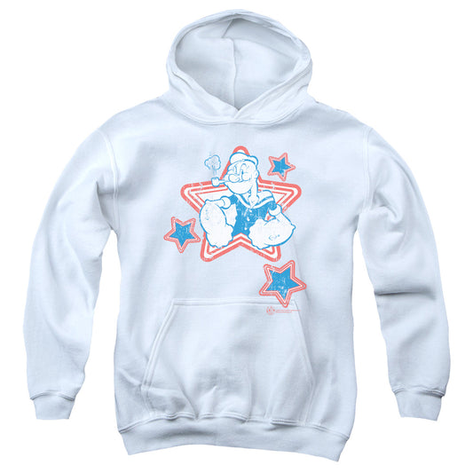 Popeye Stars Kids Youth Hoodie White