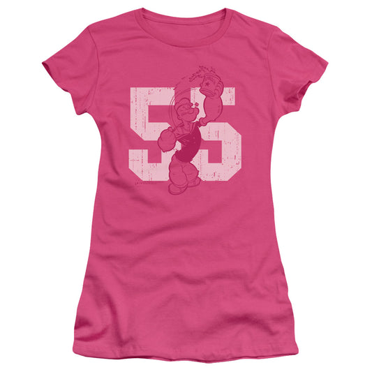 Popeye 55 Junior Sheer Cap Sleeve Womens T Shirt Hot Pink