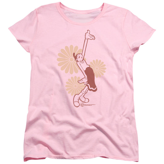 Popeye Daisies Womens T Shirt Pink