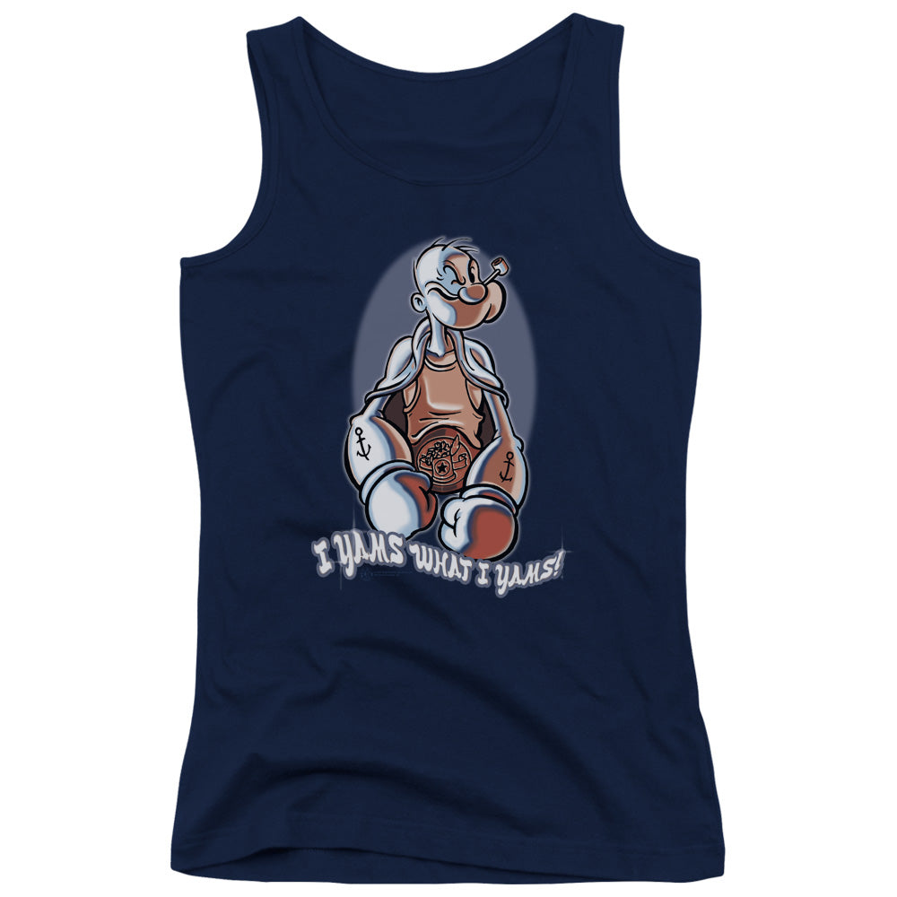 Popeye I Yams Womens Tank Top Shirt Navy