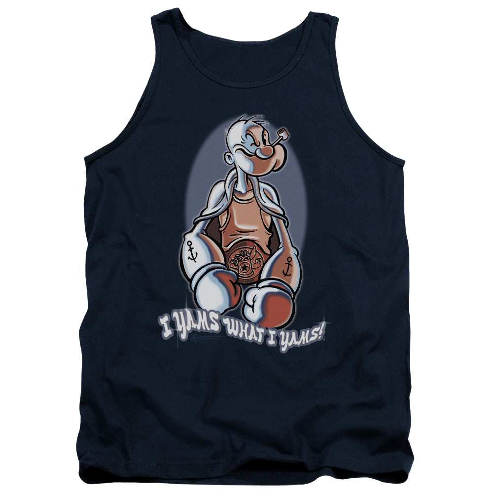 Popeye I Yams Mens Tank Top Shirt Navy