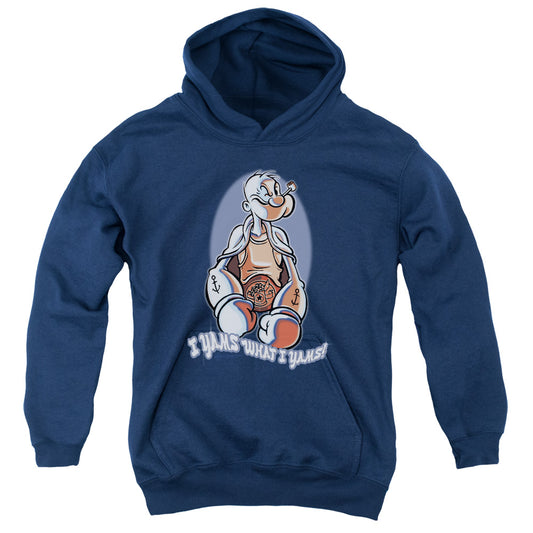 Popeye I Yams Kids Youth Hoodie Navy