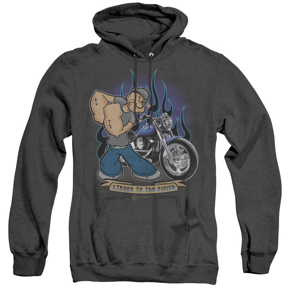 Popeye Biker Popeye Heather Mens Hoodie Black