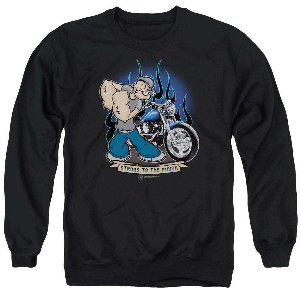 Popeye Biker Popeye Mens Crewneck Sweatshirt Black