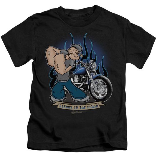 Popeye Biker Popeye Juvenile Kids Youth T Shirt Black