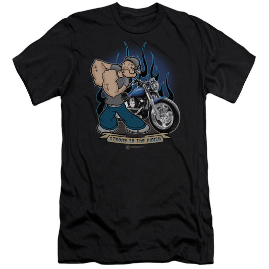 Popeye Biker Popeye Premium Bella Canvas Slim Fit Mens T Shirt Black