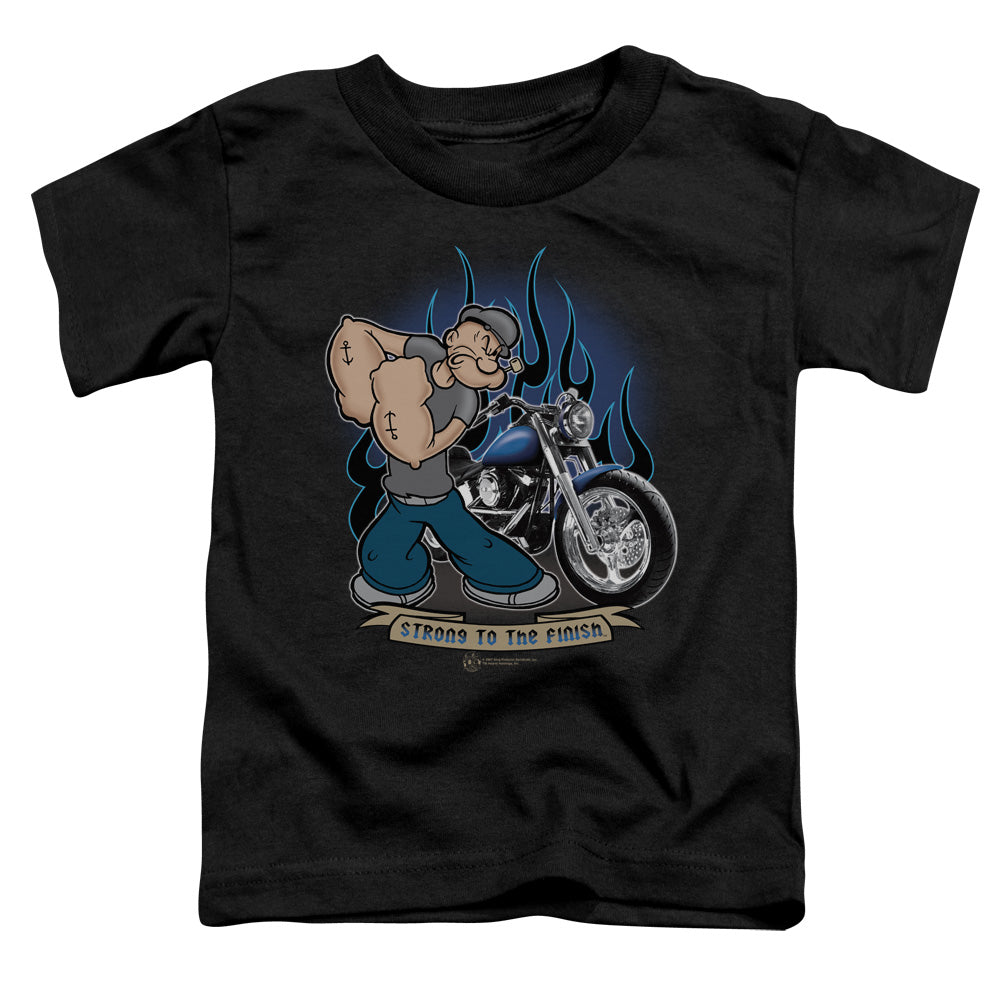 Popeye Biker Popeye Toddler Kids Youth T Shirt Black