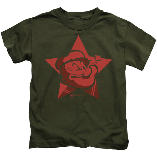 Popeye Red Star Juvenile Kids Youth T Shirt Military Green