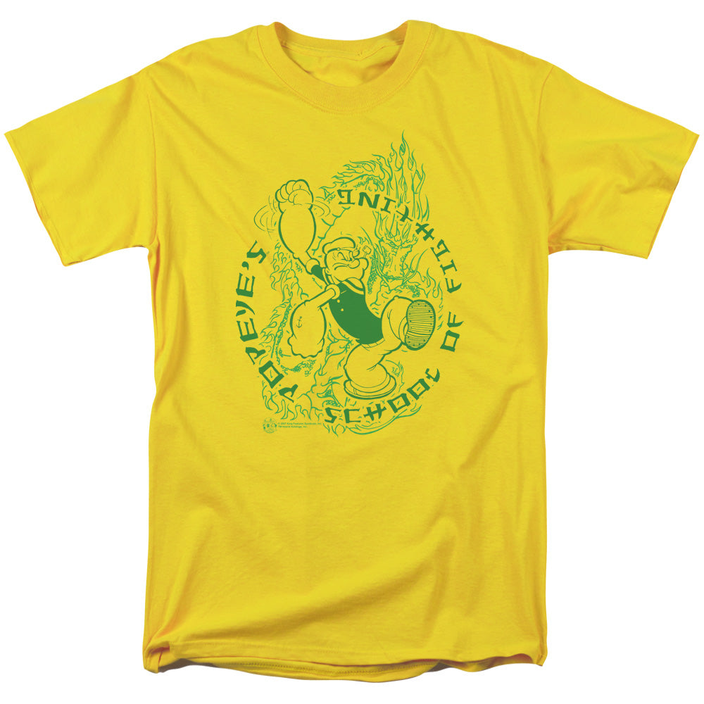 Popeye Popeyes Fightin School Mens T Shirt Yellow