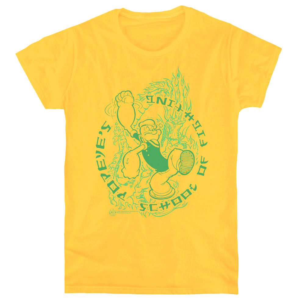 Popeye Popeyes Fightin School Womens T Shirt Yellow