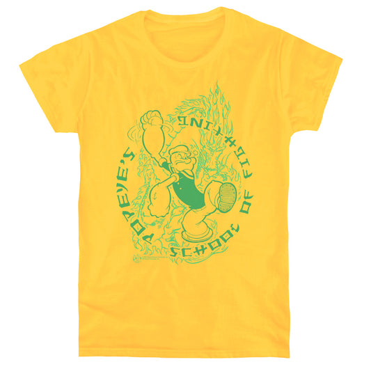 Popeye Popeyes Fightin School Womens T Shirt Yellow