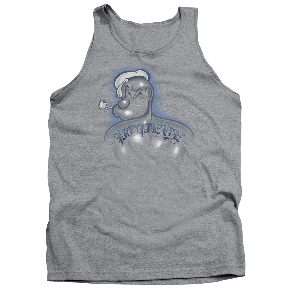 Popeye Back Tat Mens Tank Top Shirt Athletic Heather