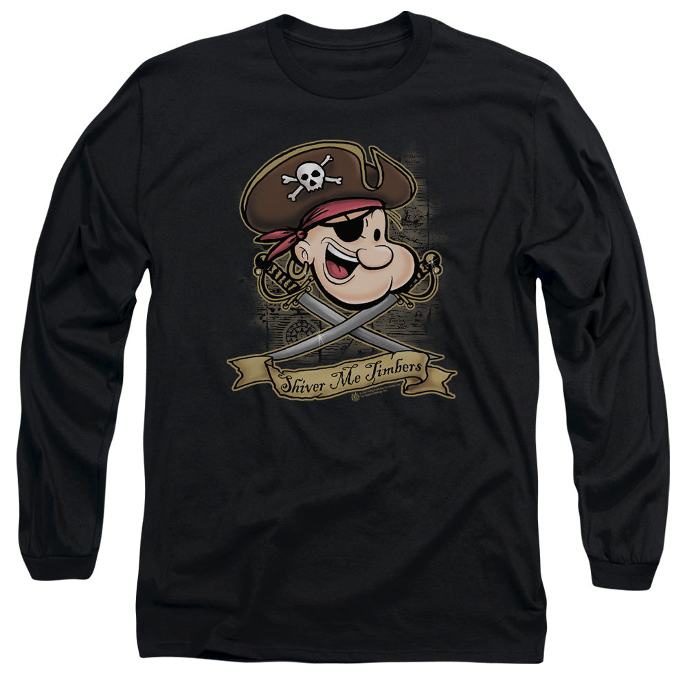 Popeye Shiver Me Timbers Mens Long Sleeve Shirt Black